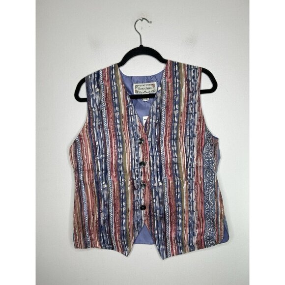 Jonathan Martin 100% Silk Vest Button Front Vintage Women's Size Large NWT - Picture 1 of 16
